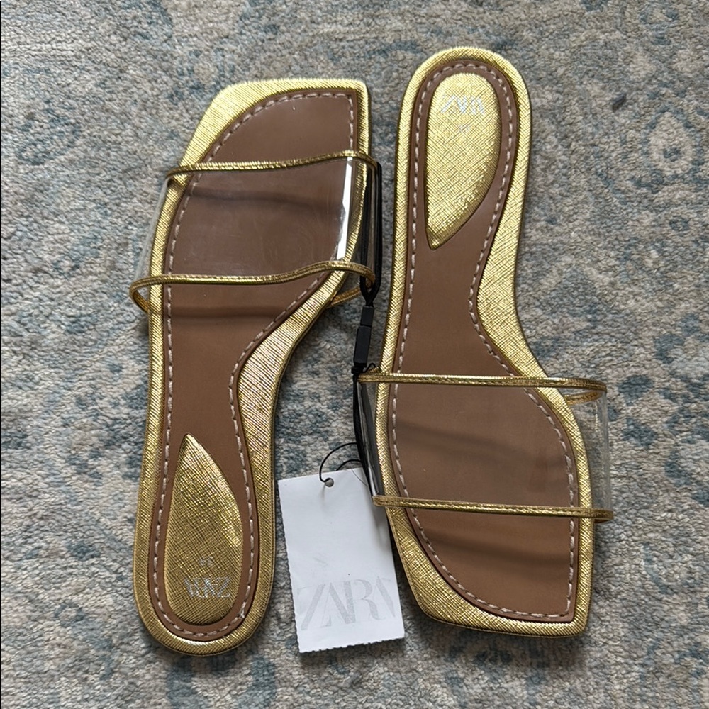 Zara Gold Strappy Women's Sandals
